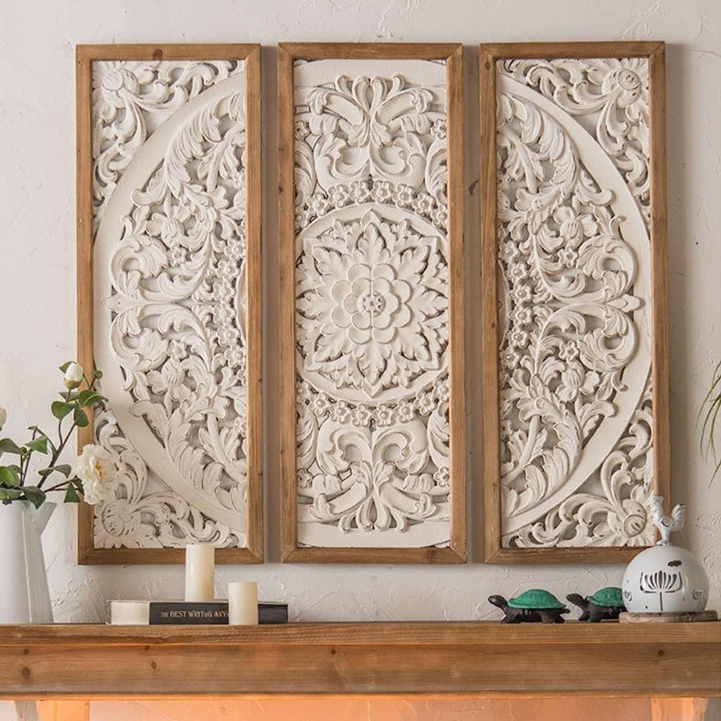 Set of 3 Wooden Mandala Wall Decor A1535