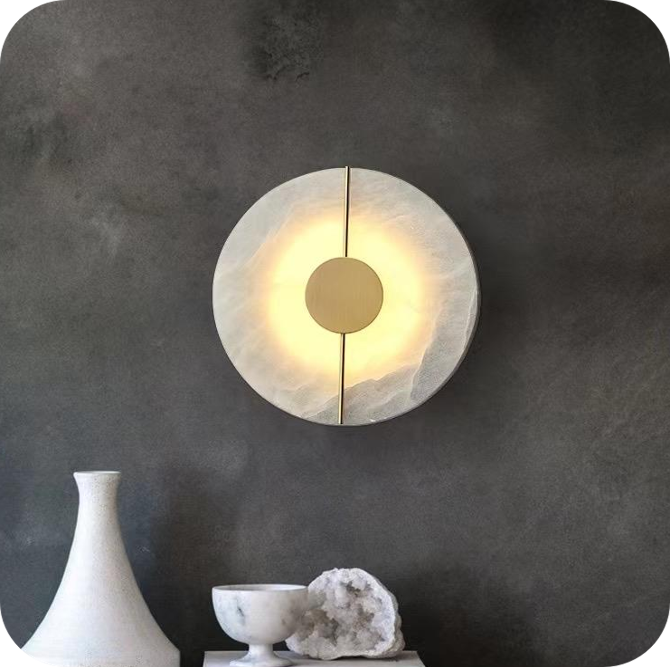 Modern Wall Sconce with Round Marble Lampshade C9/200MM