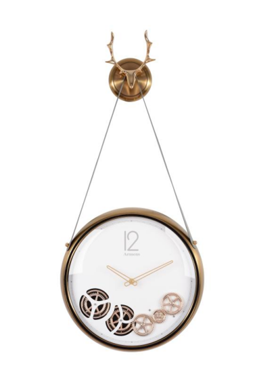 Luxury Metal Wall Clock with Moving Pendulum Gears