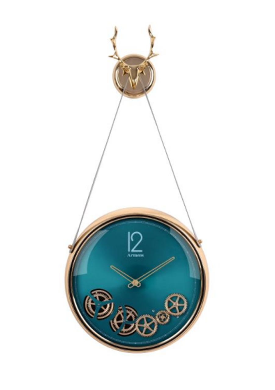 Luxury Metal Wall Clock with Moving Pendulum Gears