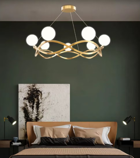 Gold Ring White Glass Pendant Light