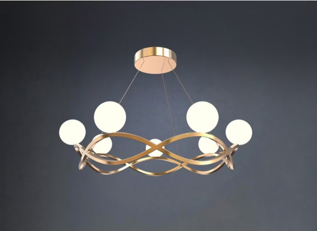 Gold Ring White Glass Pendant Light