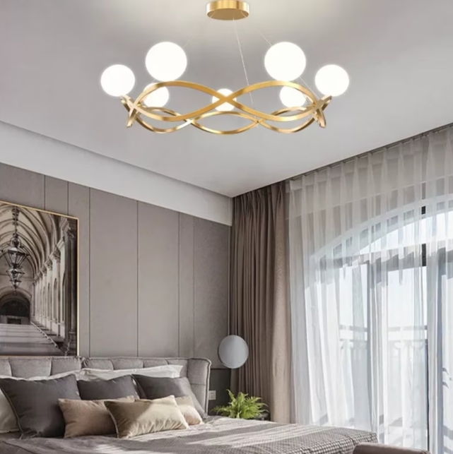 Gold Ring White Glass Pendant Light