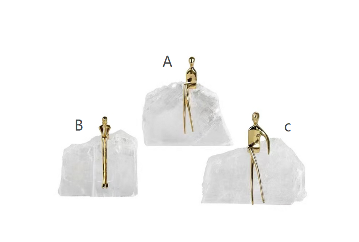 Natural Crystal Stone Mountain & Golden Copper Ornament Handcraft Sculpture FYHH-01