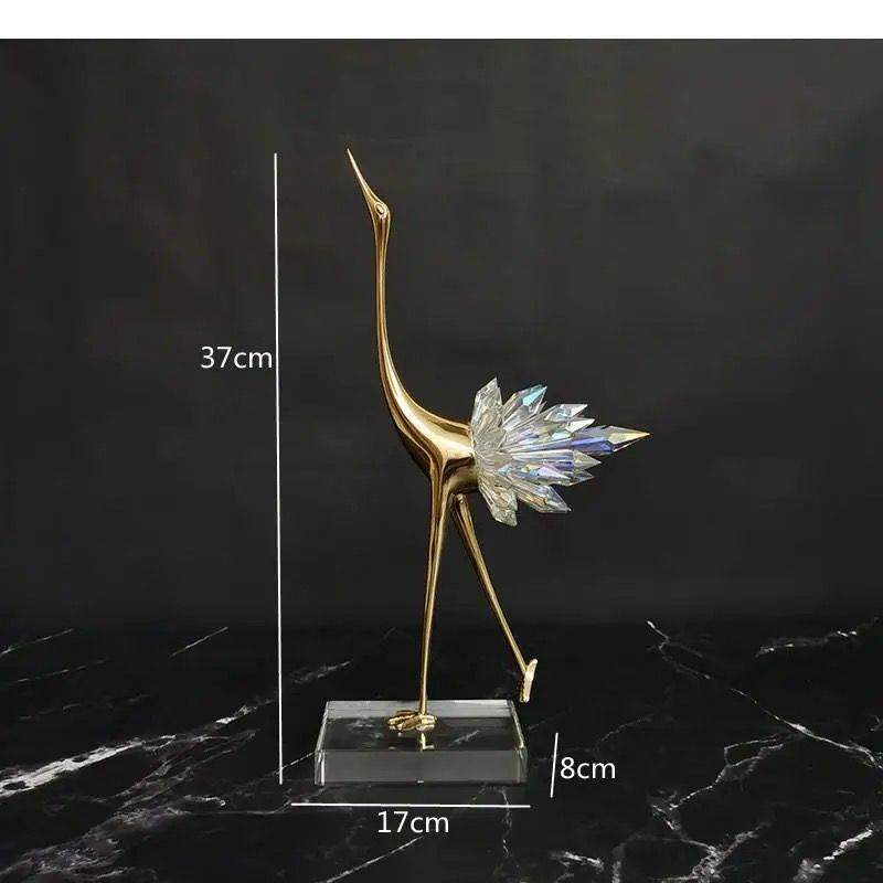 Copper & Crystal Lucky Golden Crane Ornament