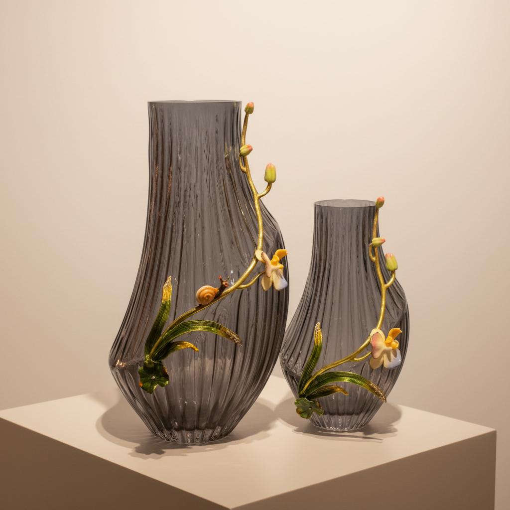 Colored gray glass vase FLC-159