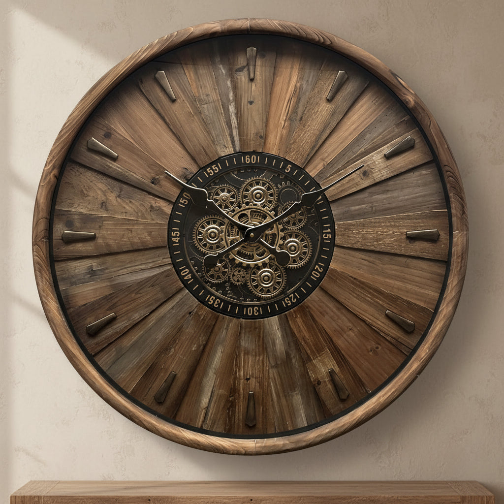 Oversized Rustic Gear Wall Clock (80 cm) 72267