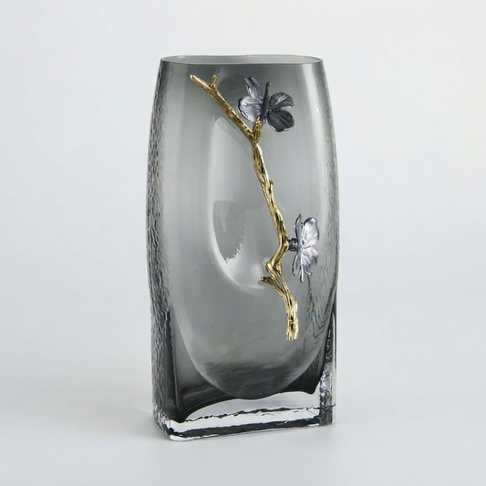 Decorative glass vase with artificial flowers RV7038