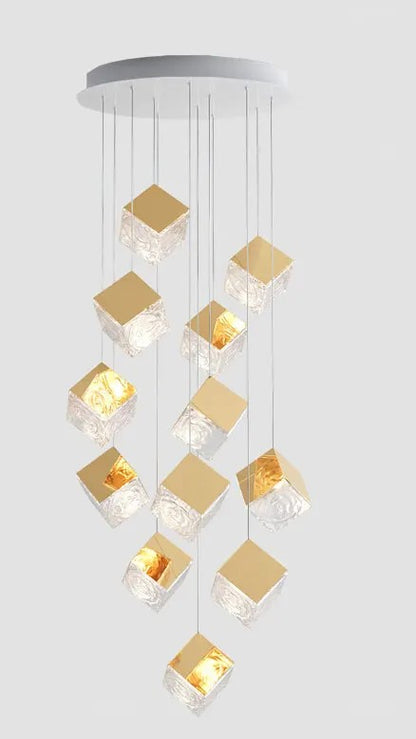 Pyrite Chandelier Gold & Chrome Stainless Steel Color