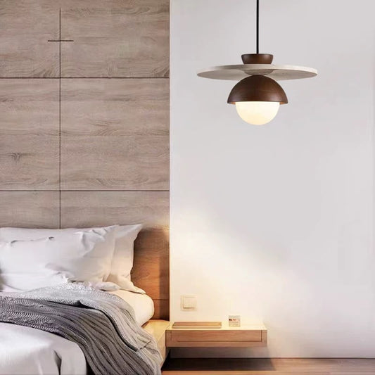 Travertine & Wood Pendant Light M1057/1