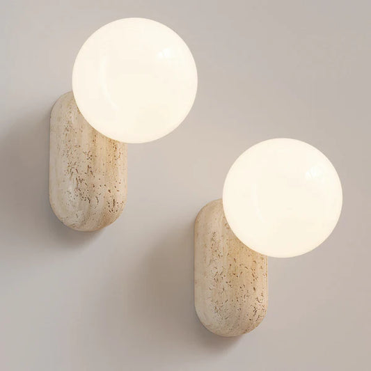 Ash Modern Wall Lamp in Travertine Stone C198/B