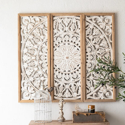3 Pieces French Style Carve Pattern Wood Wall Decor Set A133