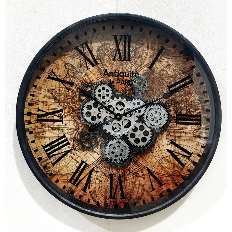 Antiques de PARIS Wall Clock With Moving Gears 72105