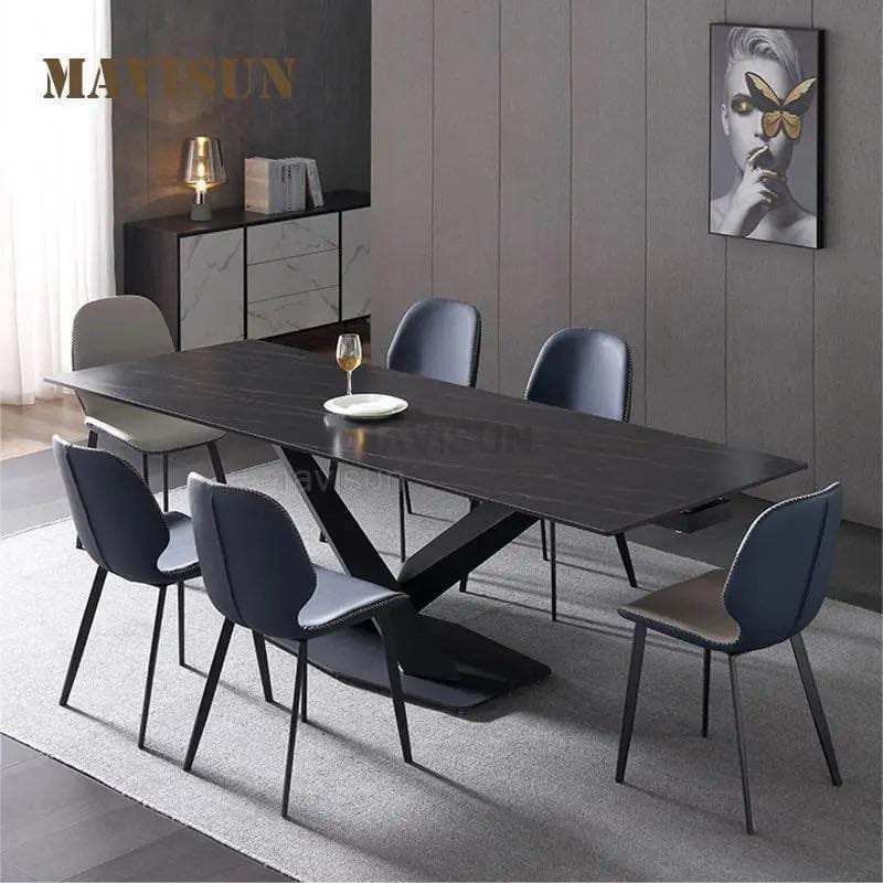 Italian Light Luxury Rock Slab Dining Table Rectangular Household Table Kitchen Minimalist Furniture