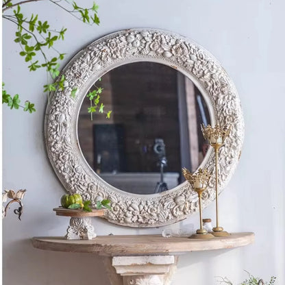 Floria Mirror - Ornate Floral Round Wall Mirror A2309