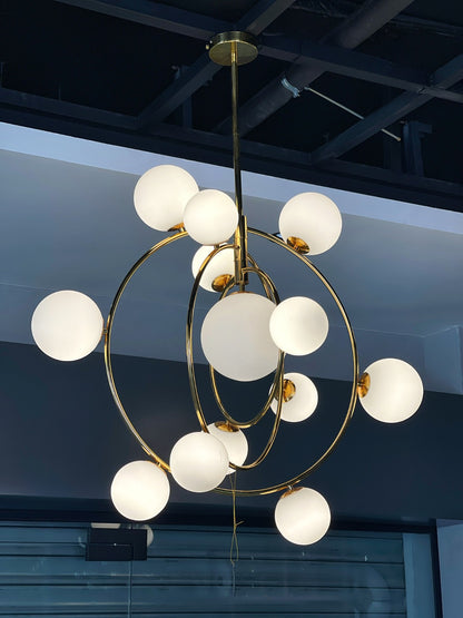 Mid century modern Chandelier 13-globes, Italy 1950s Mid-20th century