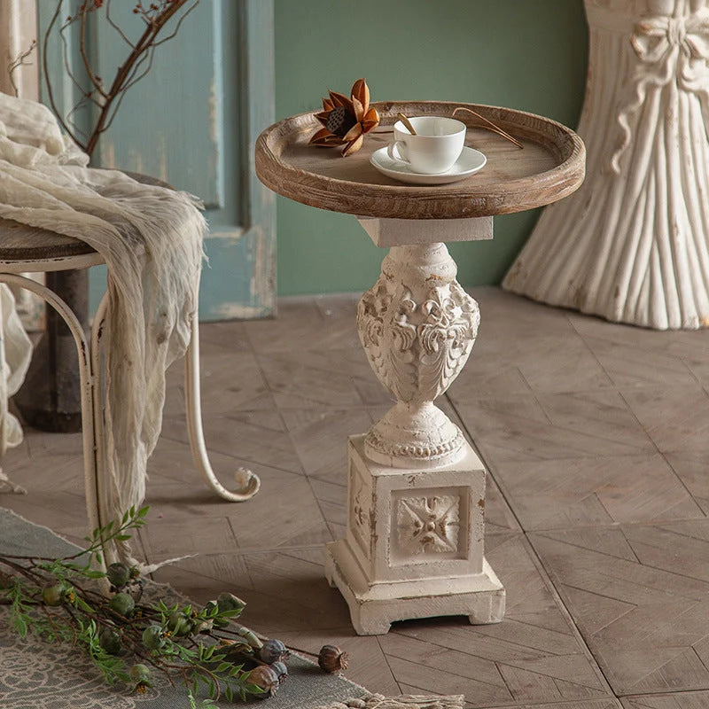 Carved Pedestal Round Side Table A2281