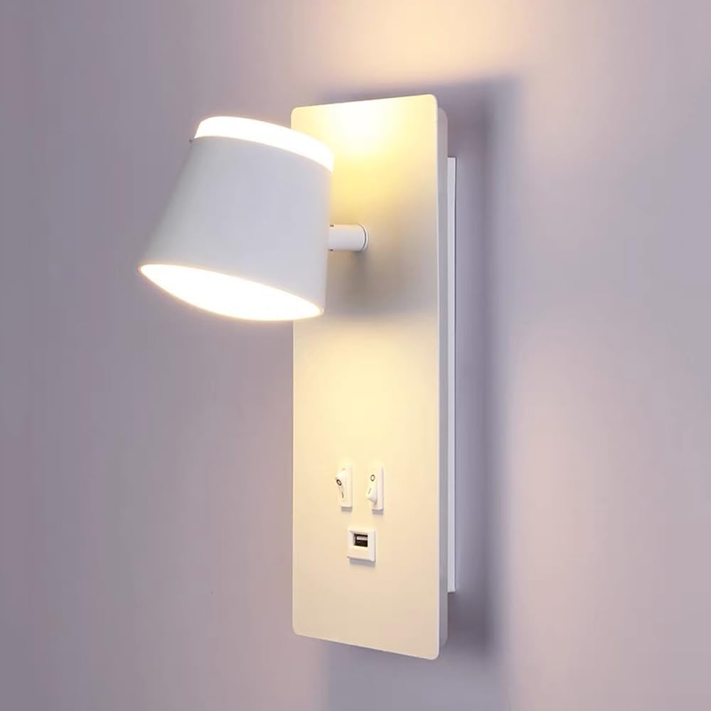 Modern LED Wall Lamp with USB Charging W468/1WH