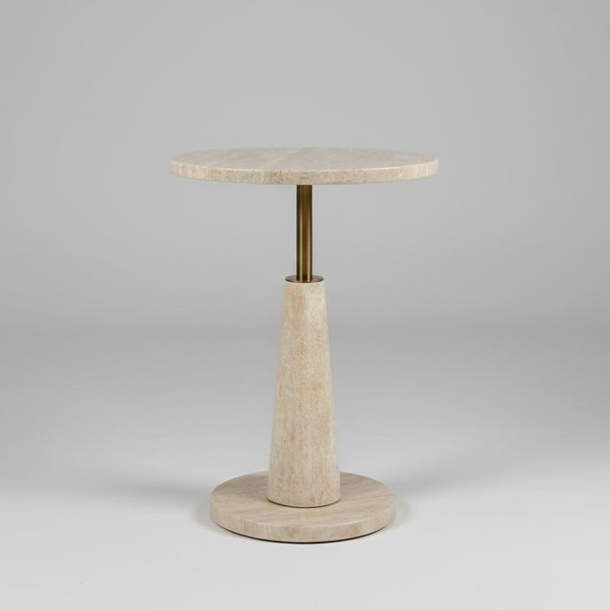 Sculptural Travertine Pedestal Table 785