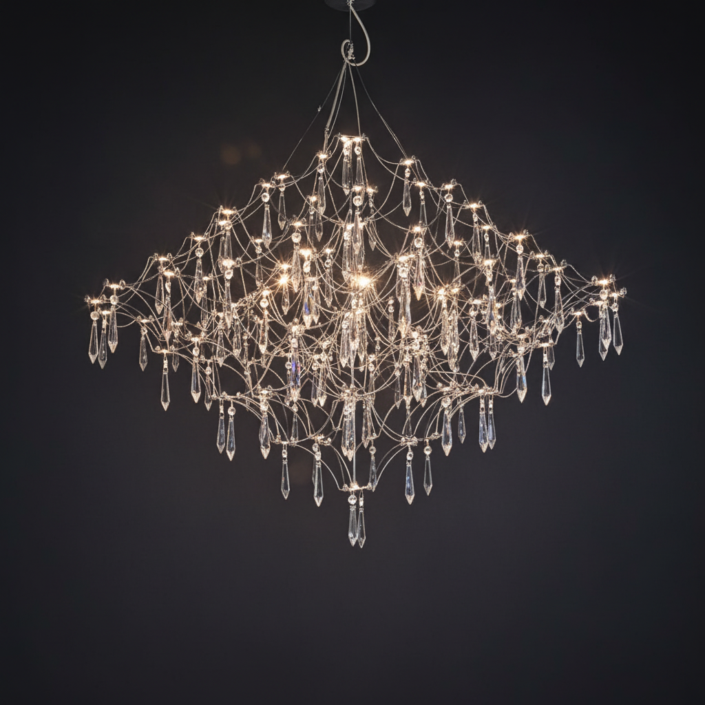 Silver Stainless steel Starry LED Chandelier LJ9512-D100