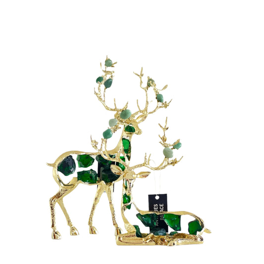 Exclusive Green And Gold Reindeers Set of 2 FYPC-9