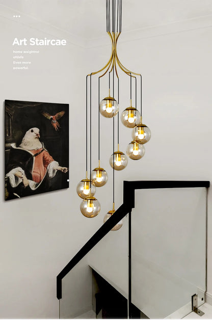 Duplex Spiral Staircase Long Pendant Light LX1660-9