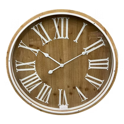 Roman White on Timber Wall Clock 55397