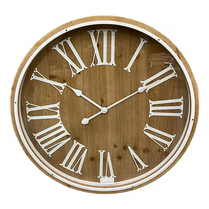 Roman White on Timber Wall Clock 55397