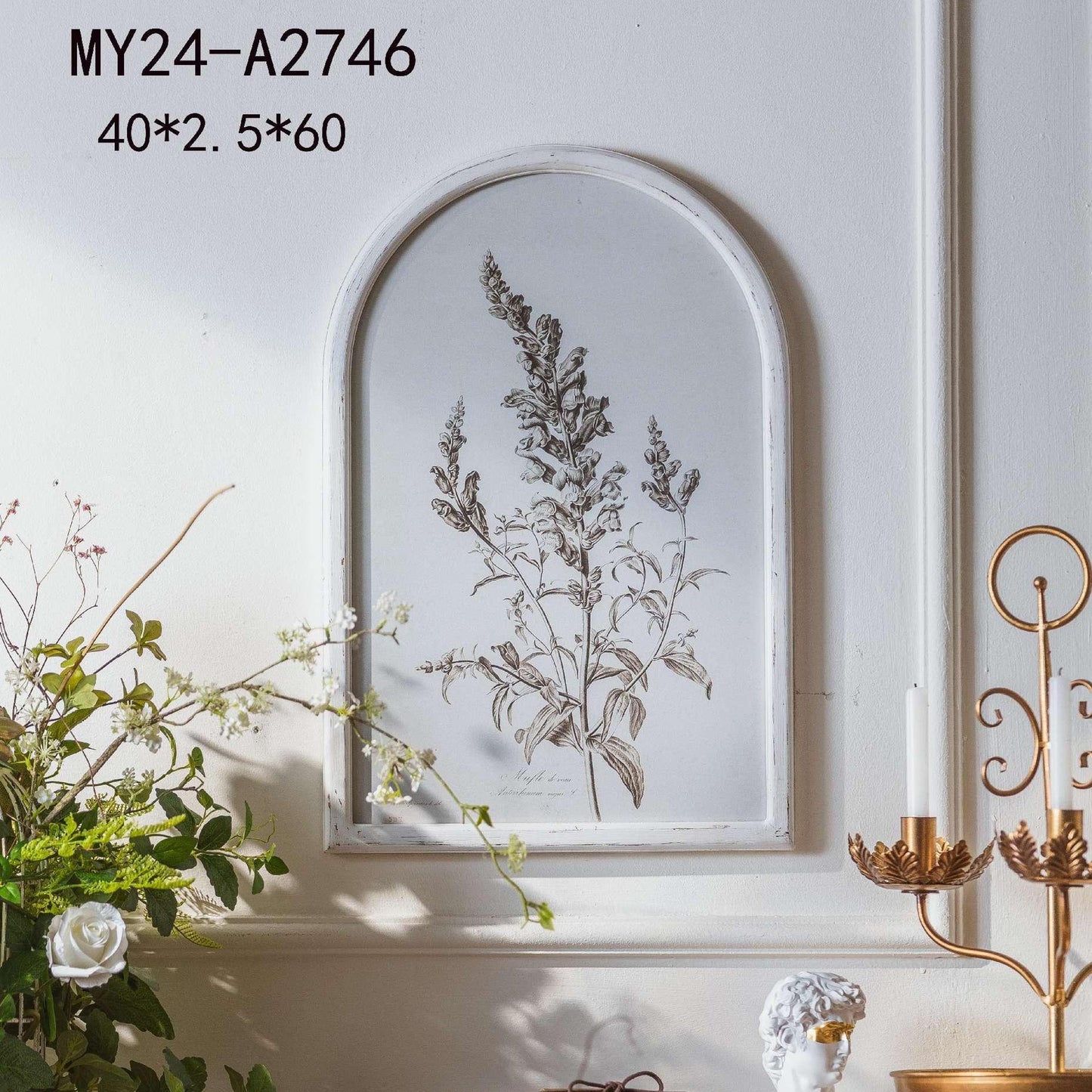 Arch-Framed Vintage Botanical Sketch Wall Art MY24-A2746
