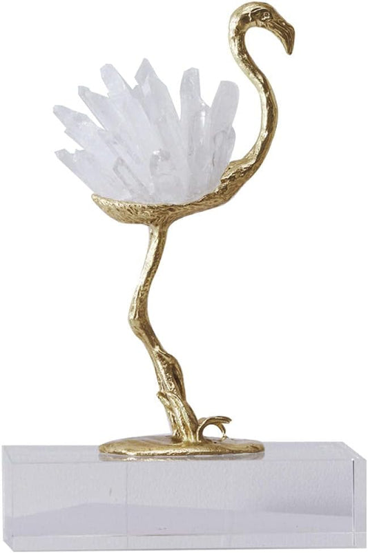 Natural White Selenite Pure Copper Ostrich Figurine H1083/H1084