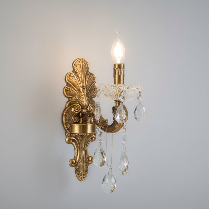 Classic Brass Crystal Wall Sconce H102/2w
