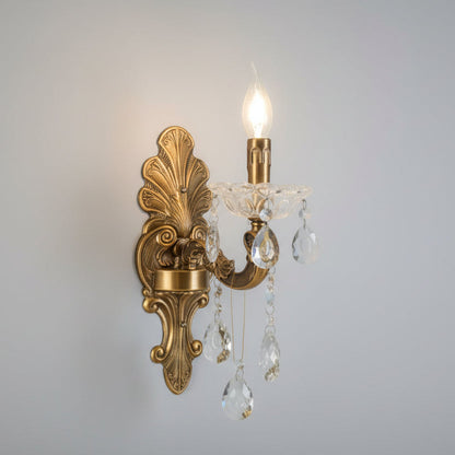 Classic Brass Crystal Wall Sconce H102/2w