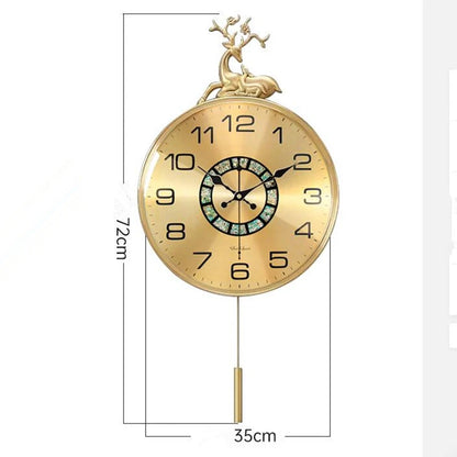 European Style Deer Head Swing Wall Clock 8099S