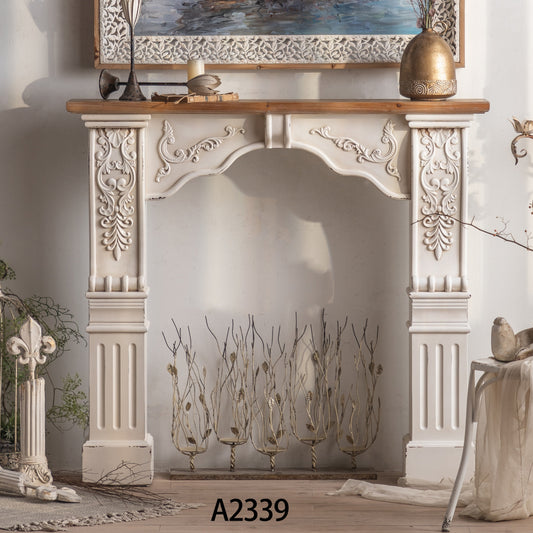 French Vintage Carved Fireplace Mantel Surround A2339
