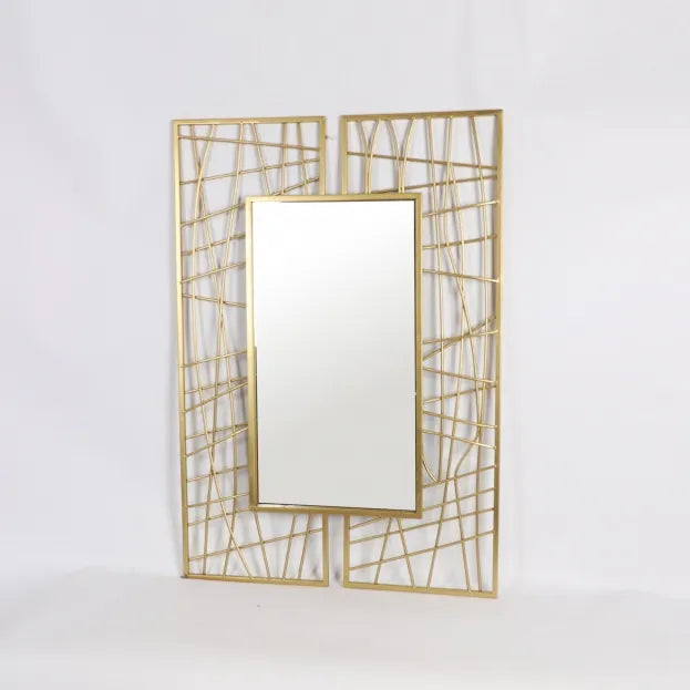 Rectangle Metal Wall Mirror with Geometric Design 25034