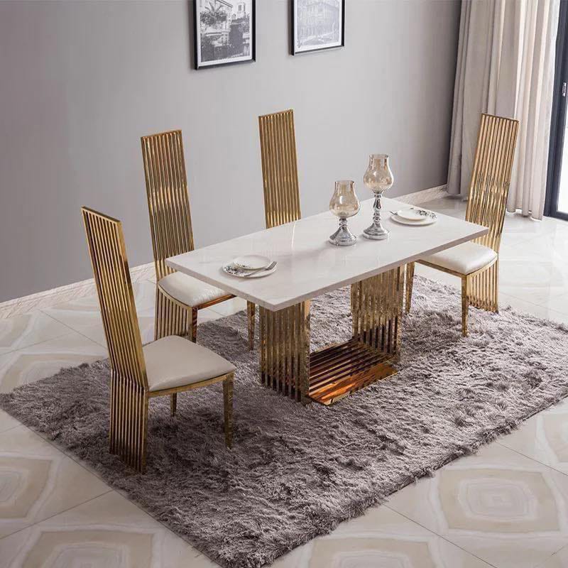 Unique shape marble top dining furniture 6 seater modern dining table