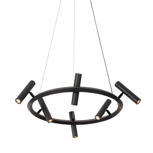Industrial Matte Black Ring Chandelier M01