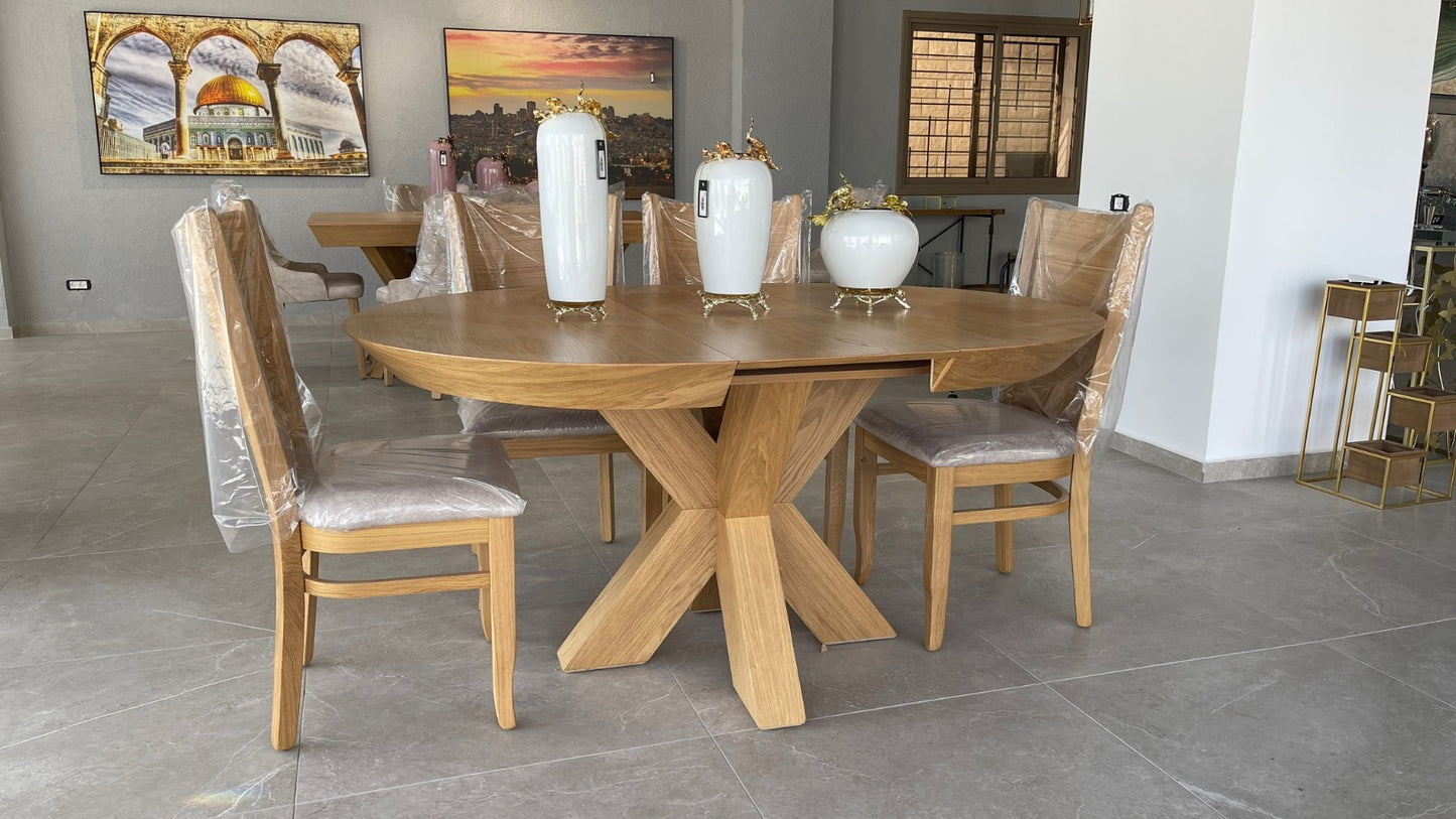 French Style Round Dining Table Adjustable