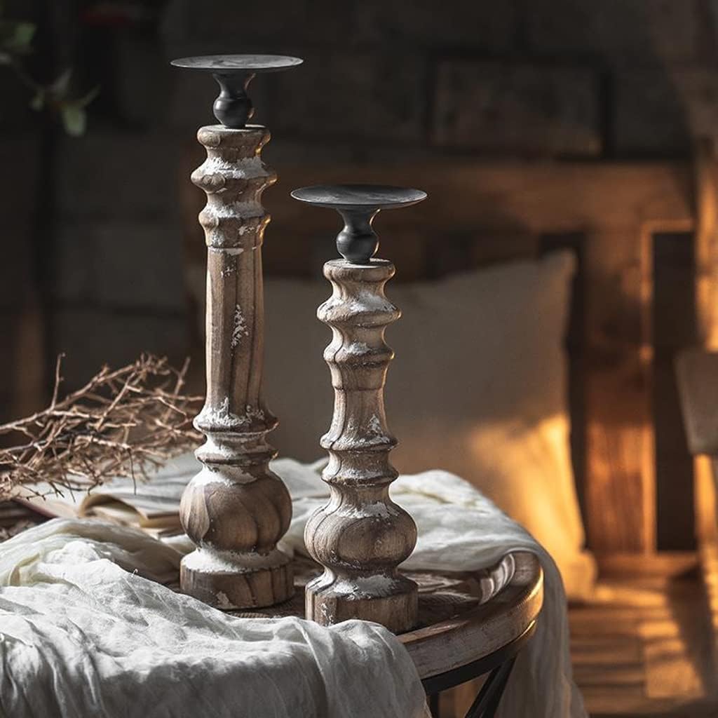 Rustic Wooden Pillar Candle Holders MBK015/MBK016