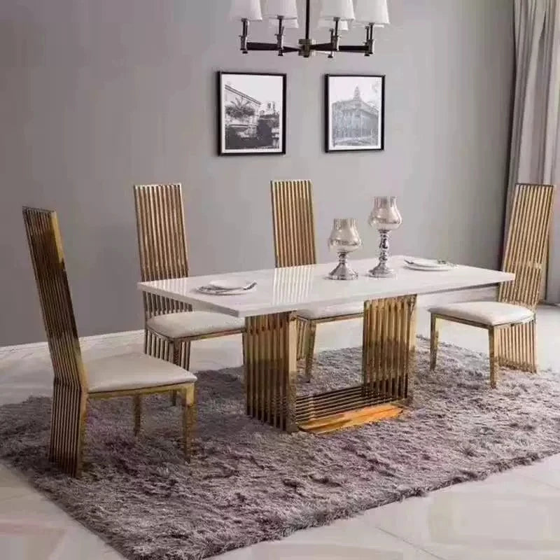 Unique shape marble top dining furniture 6 seater modern dining table