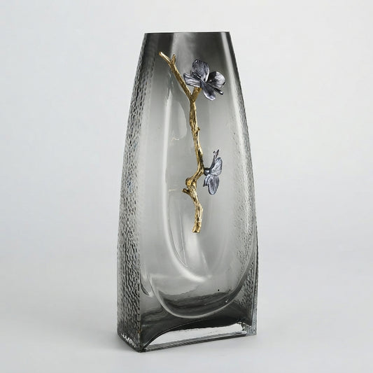 Decorative glass vase with artificial flowers RV7038