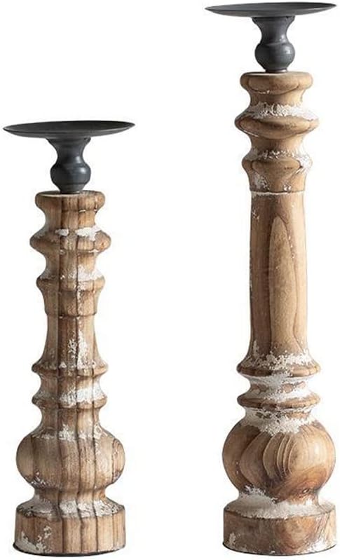 Rustic Wooden Pillar Candle Holders MBK015/MBK016