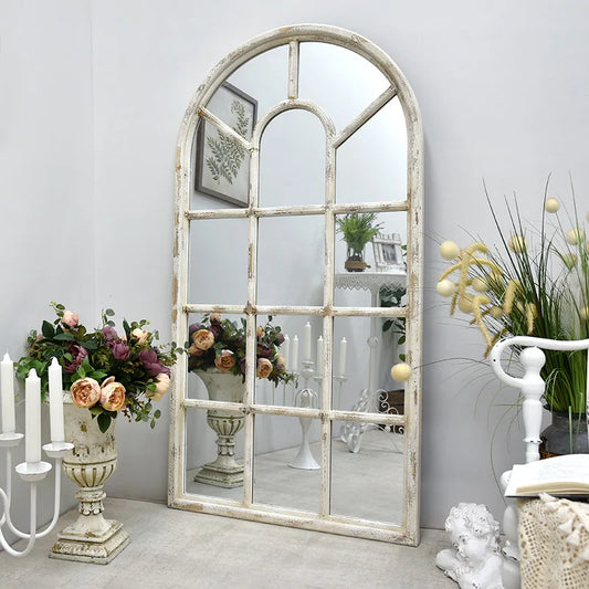 French Style Retro Arched Shape Wood Mirror HX7874