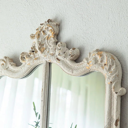 European-style French White Retro Carved Full-body Floor Mirror