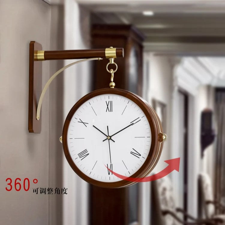 Vintage Wooden Double Sided Wall Clock S002