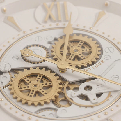Isabella Ivory Gold Metal Moving Gears Wall Clock 75004