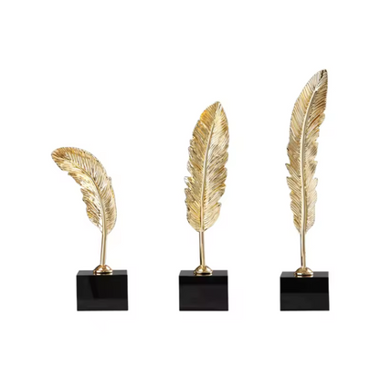 Metal Gold Palm Leaf Sculpture Statue Decor