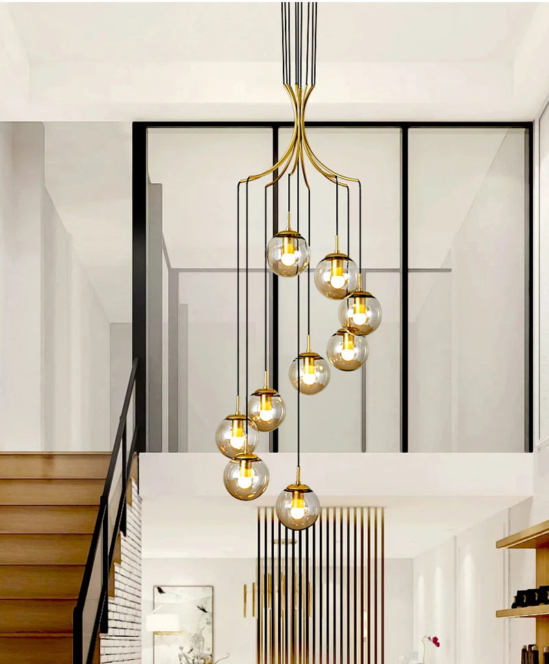 Duplex Spiral Staircase Long Pendant Light LX1660-9