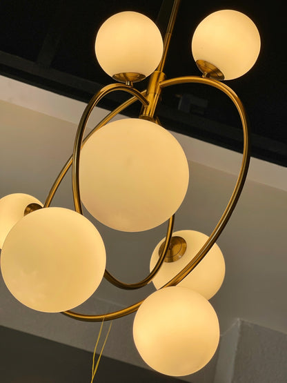 Mid century modern Chandelier 7-globes, Italy 1950s Mid-20th century