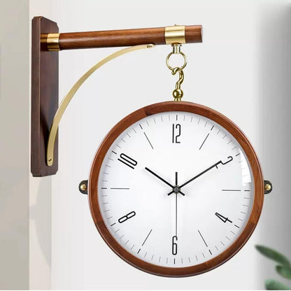 Solid Wood Double-sided  wall clock S002